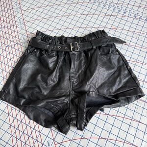 BDG Urban Outfitters Faux Leather Belted Paper Bag Shorts